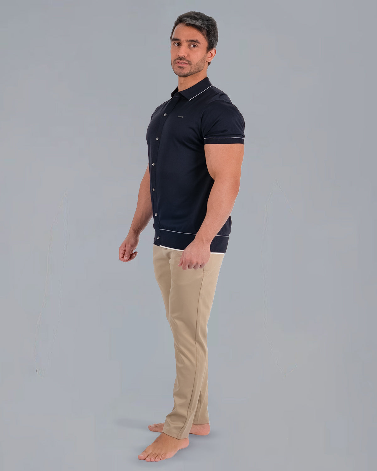 Tri-Knit Button Polo - Onyx Black - S - TRIMODE