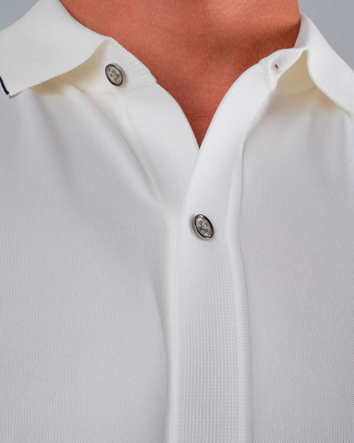 Tri-Knit Button Polo - Pearl White - S - TRIMODE