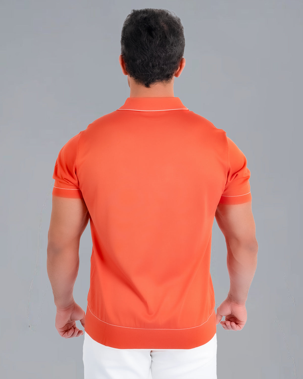 Tri-Knit Button Polo - Fire Orange - S - TRIMODE