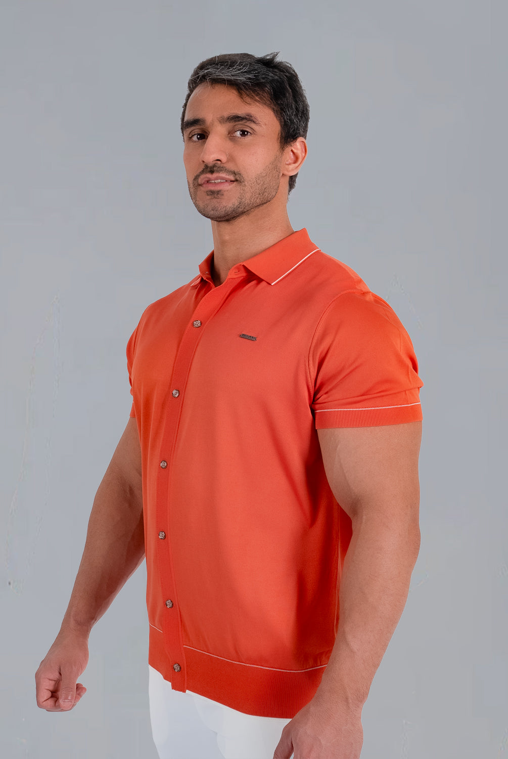 Tri-Knit Button Polo - Fire Orange - S - TRIMODE