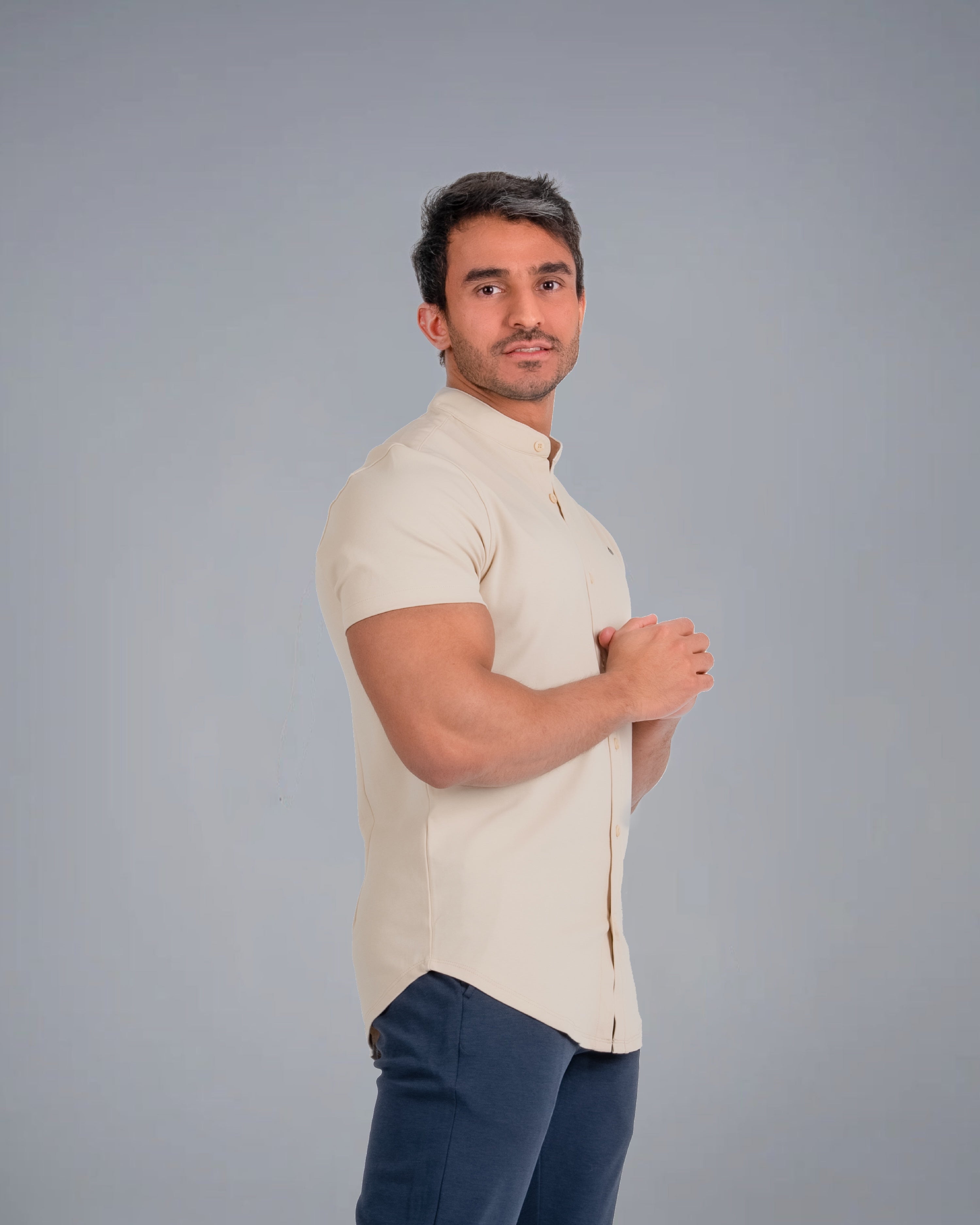 Tri-Frost Button Shirt - Ivory - S - TRIMODE