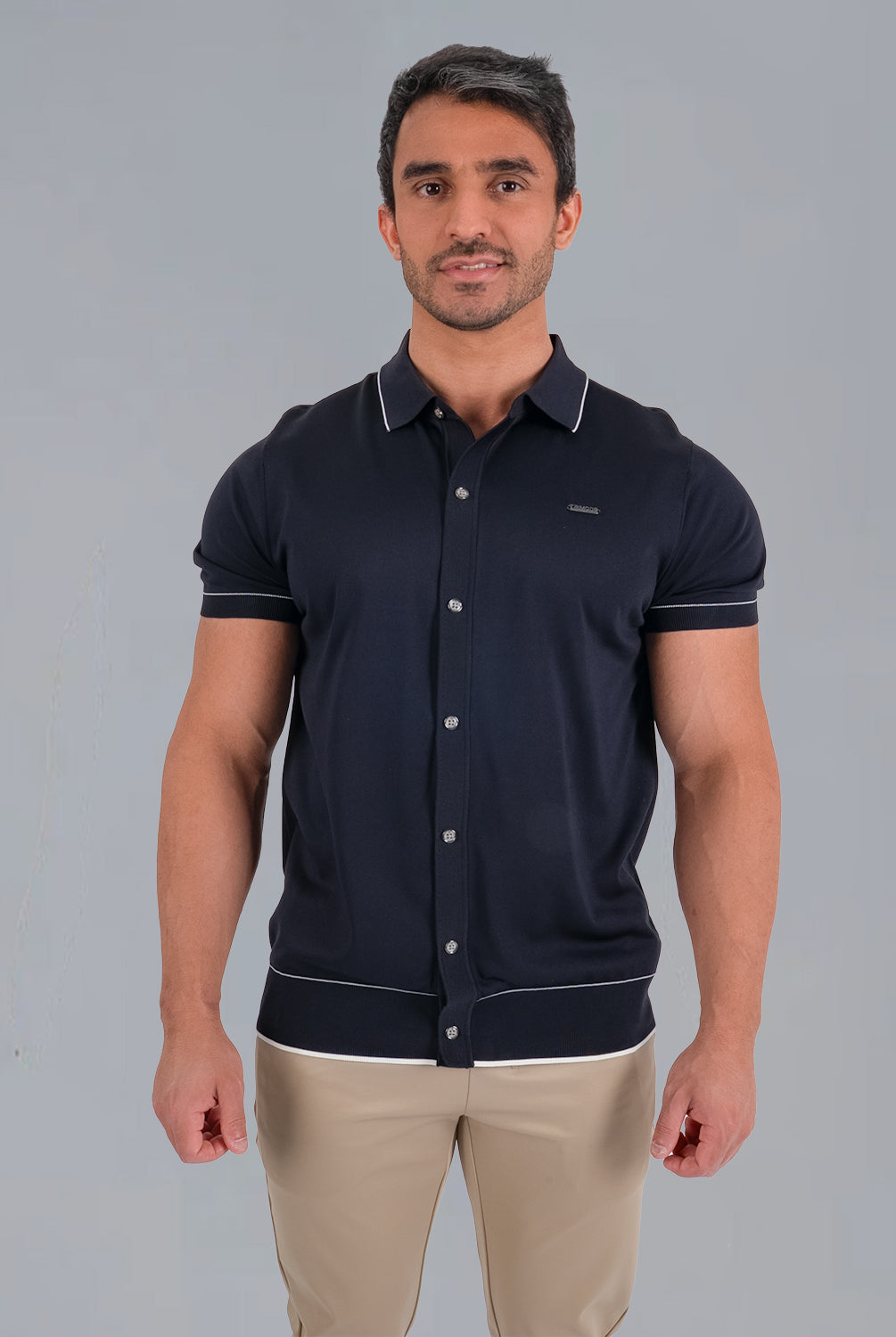 Tri-Knit Button Polo - Onyx Black - S - TRIMODE