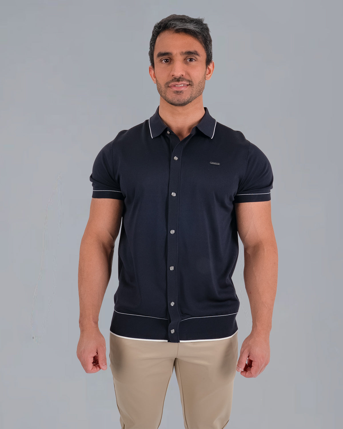 Tri-Knit Button Polo - Onyx Black - S - TRIMODE