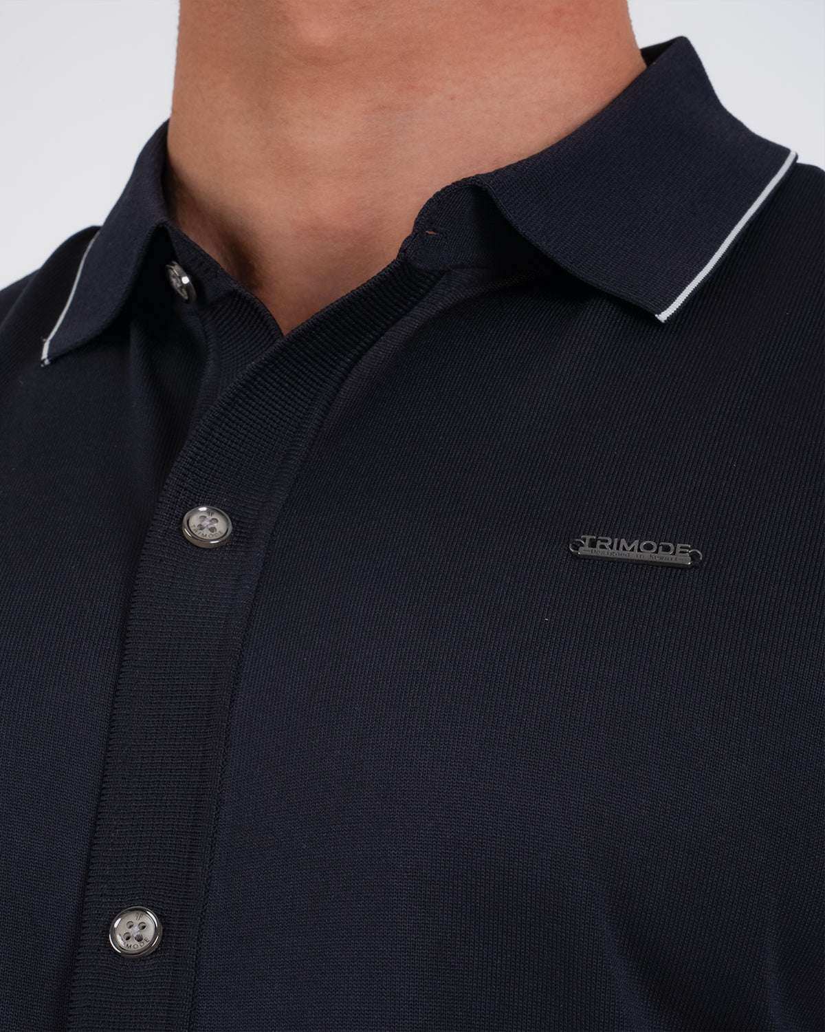 Tri-Knit Button Polo - Onyx Black - S - TRIMODE