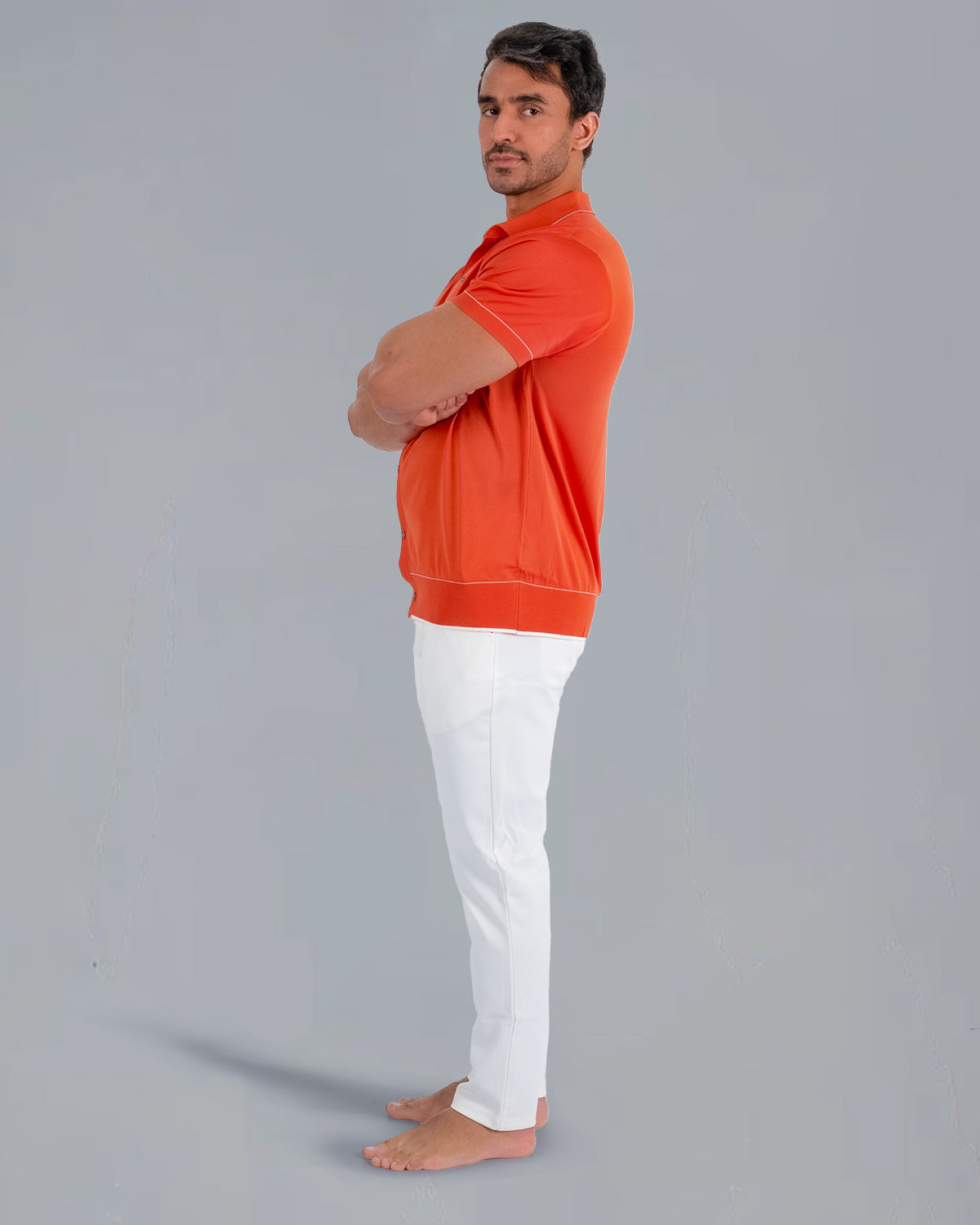 Tri-Knit Button Polo - Fire Orange - S - TRIMODE