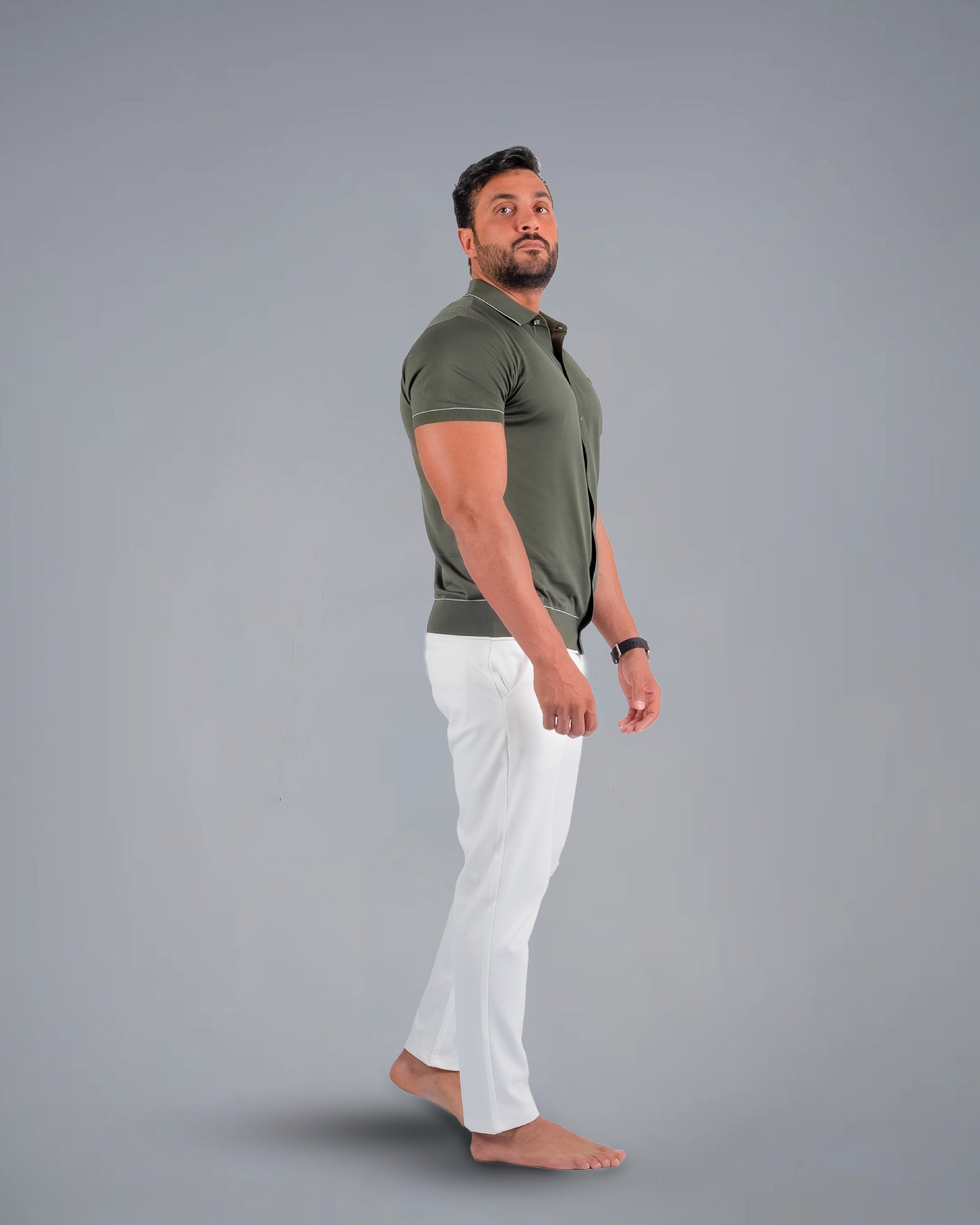 Tri-Knit Button Polo - Army Green - S - TRIMODE