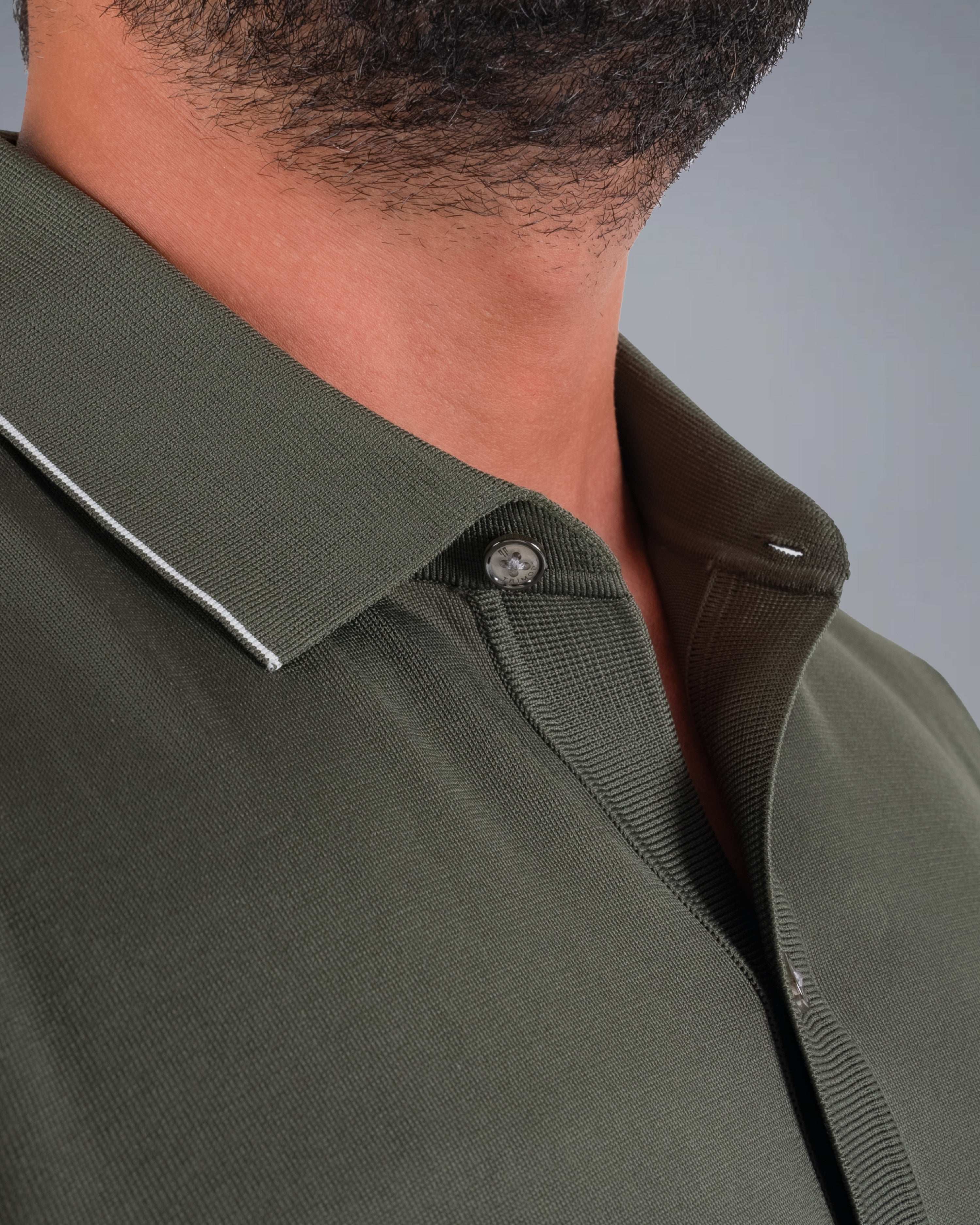 Tri-Knit Button Polo - Army Green - S - TRIMODE