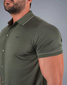 Tri-Knit Button Polo - Army Green - S - TRIMODE