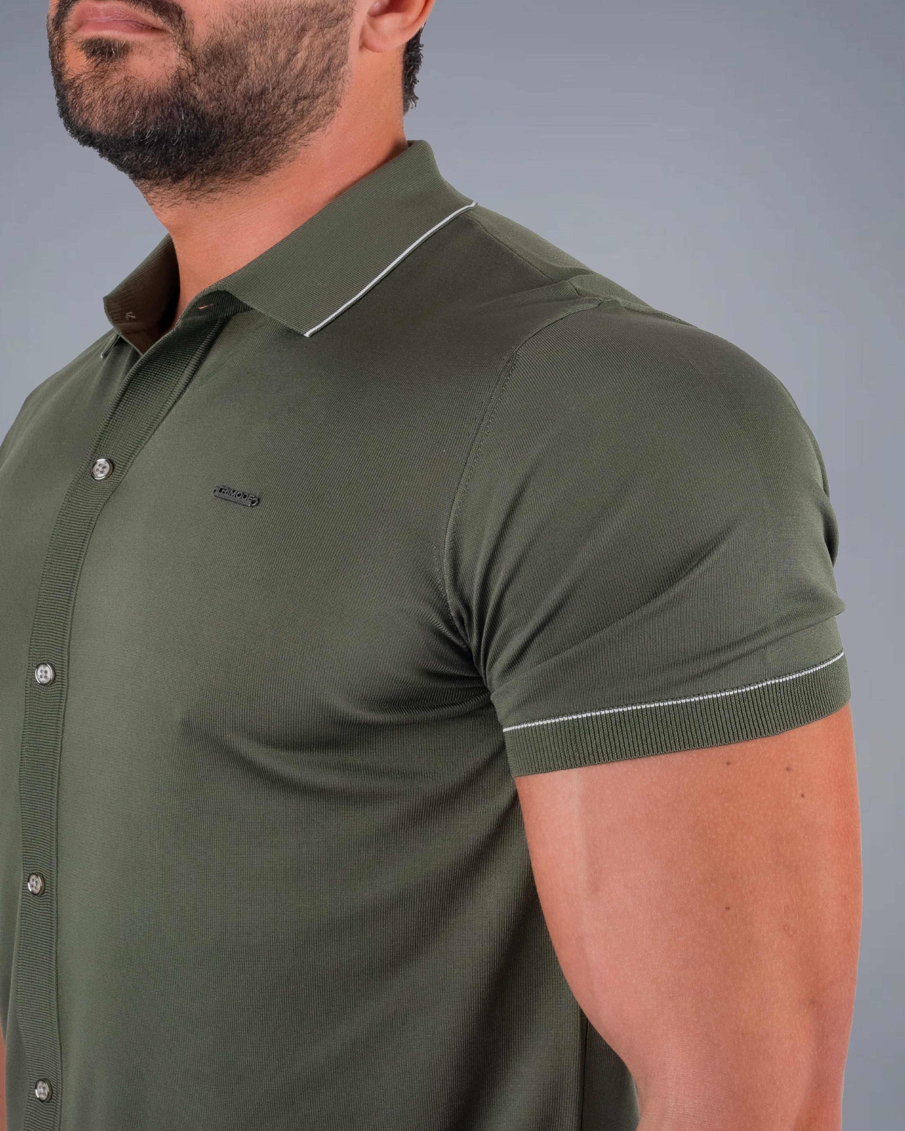 Tri-Knit Button Polo - Army Green - S - TRIMODE