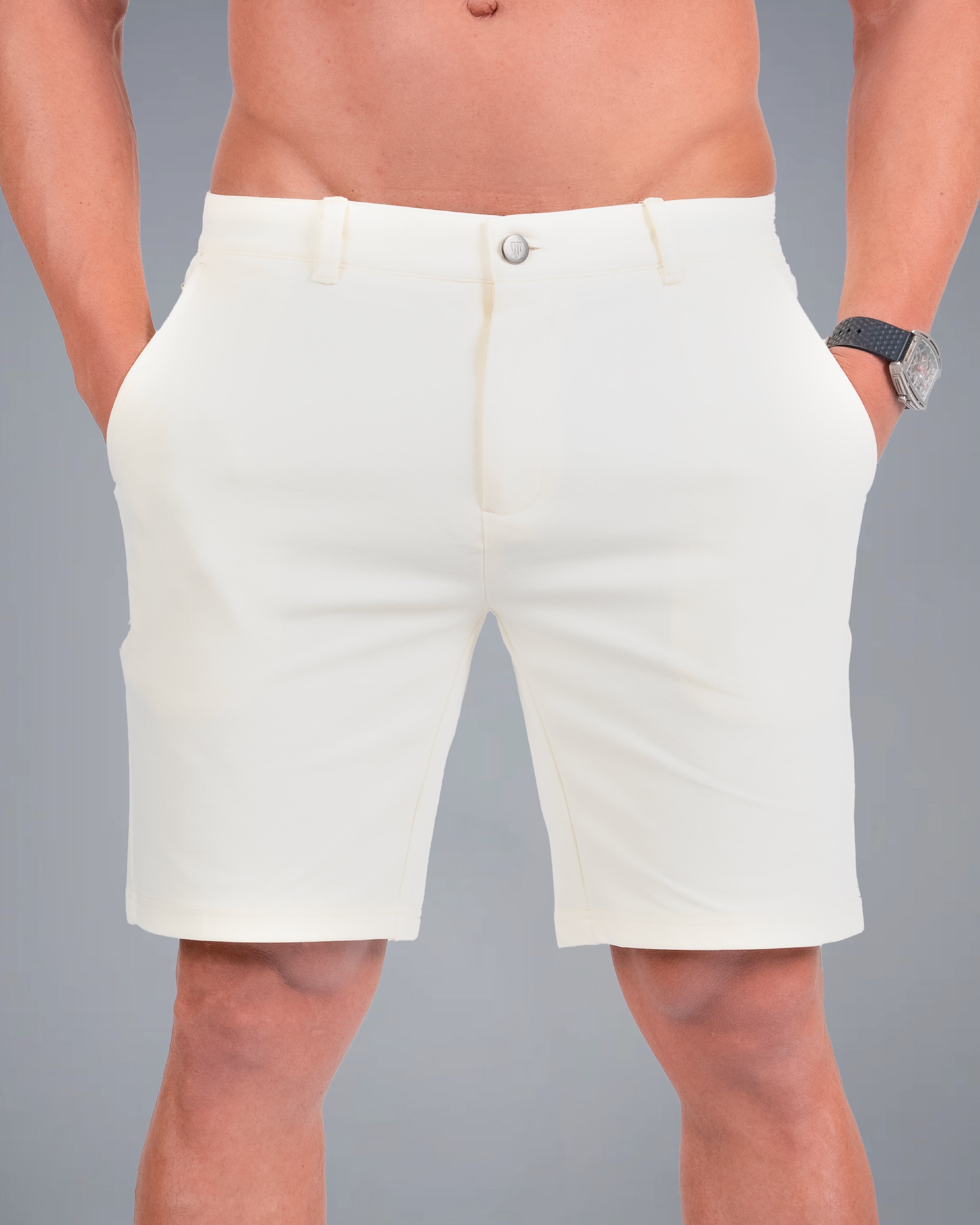 Tri-Lux Zipper Shorts - Ivory