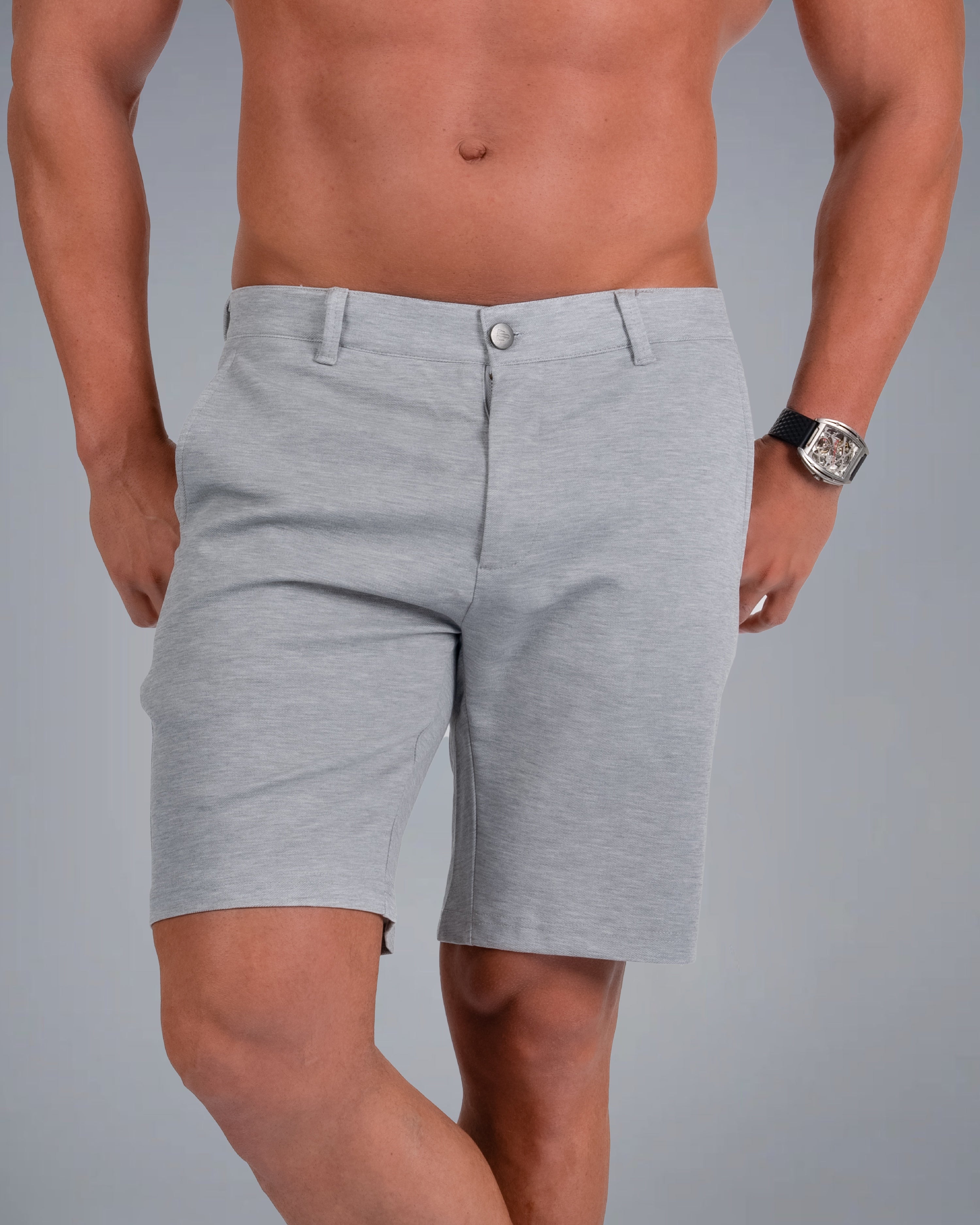 Tri-Lux Zipper Shorts - Feather Grey