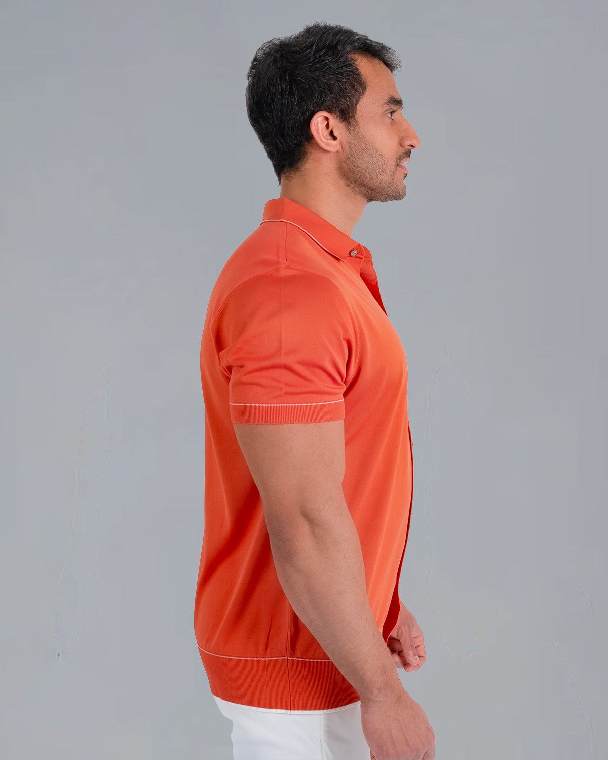 Tri-Knit Button Polo - Fire Orange - S - TRIMODE