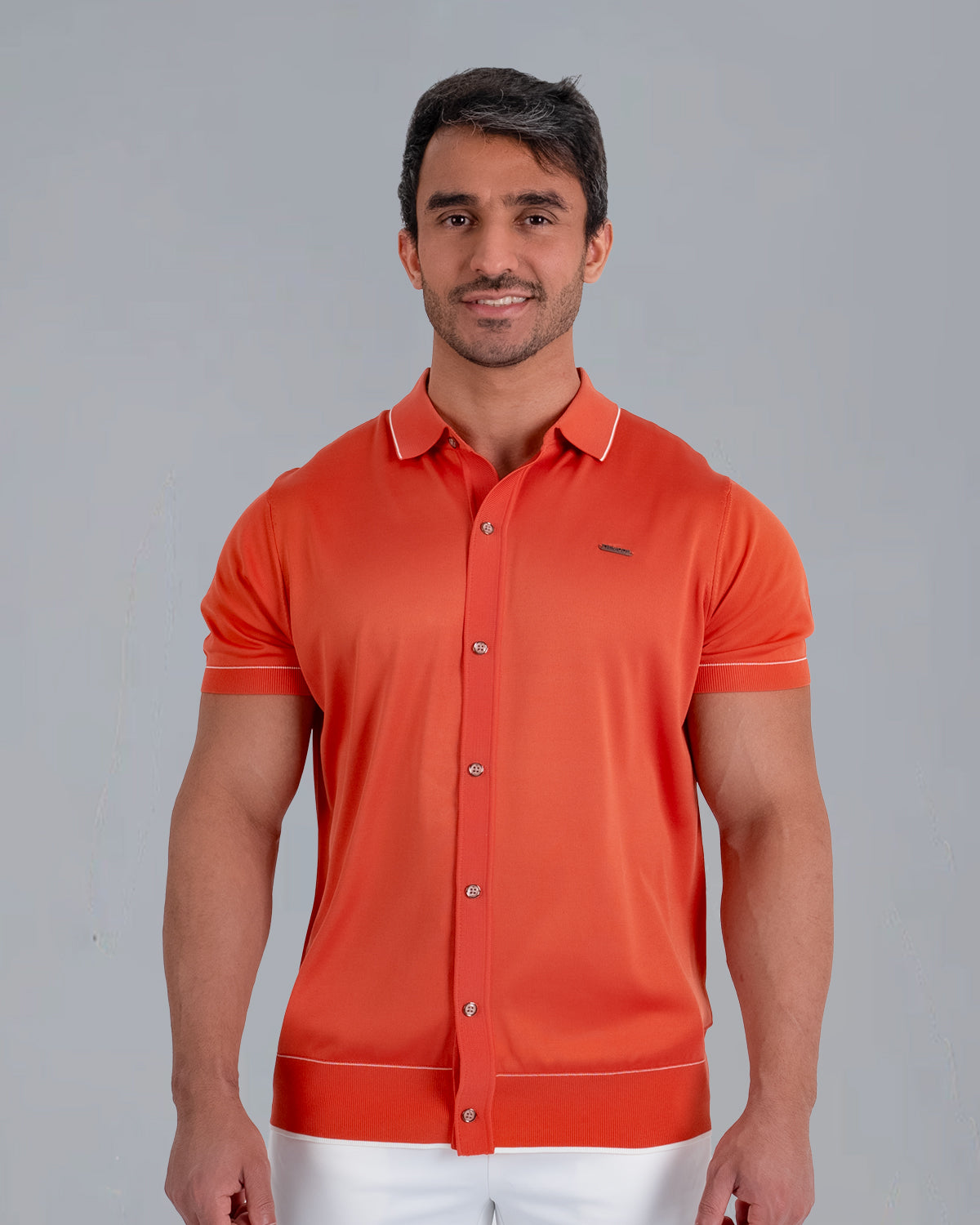 Tri-Knit Button Polo - Fire Orange - S - TRIMODE