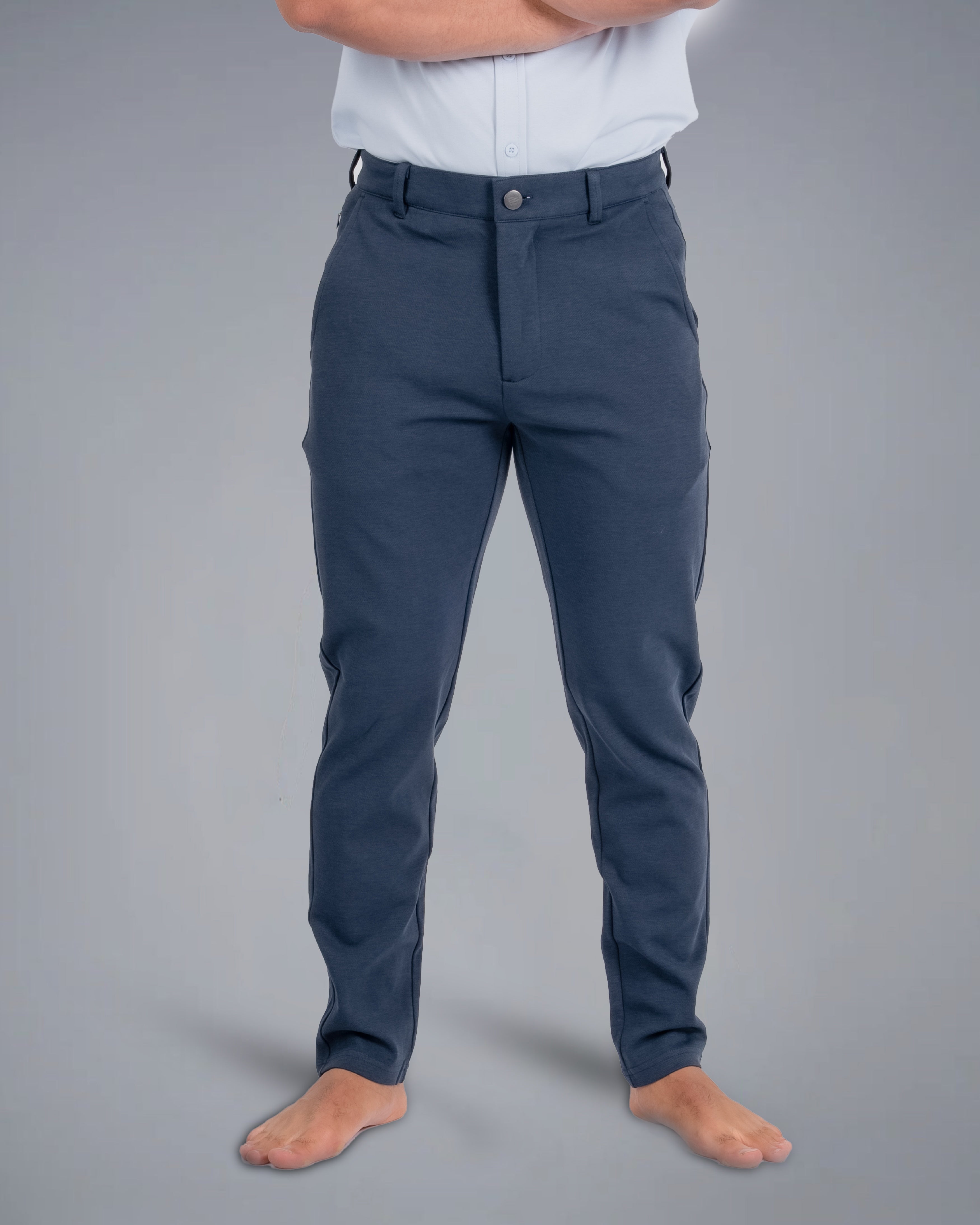 Tri-Lux Zipper Pants - Charcoal Blue