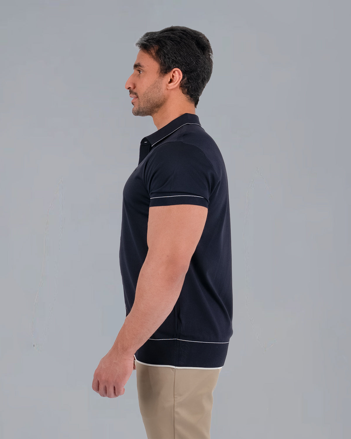 Tri-Knit Button Polo - Onyx Black - S - TRIMODE