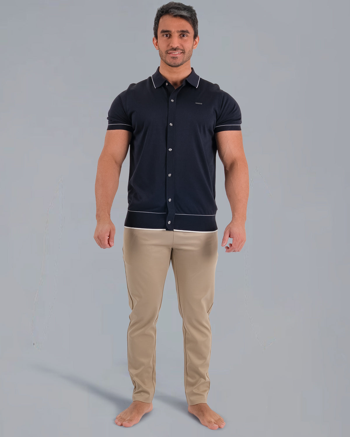 Tri-Knit Button Polo - Onyx Black - S - TRIMODE
