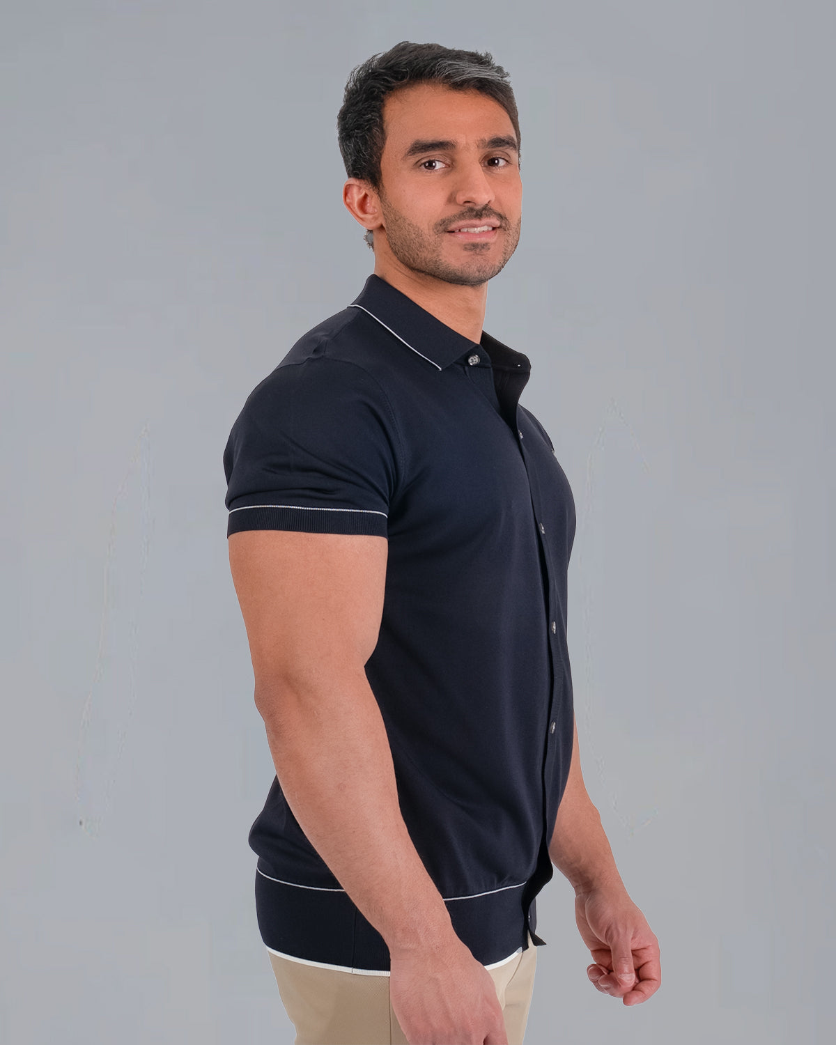 Tri-Knit Button Polo - Onyx Black - S - TRIMODE