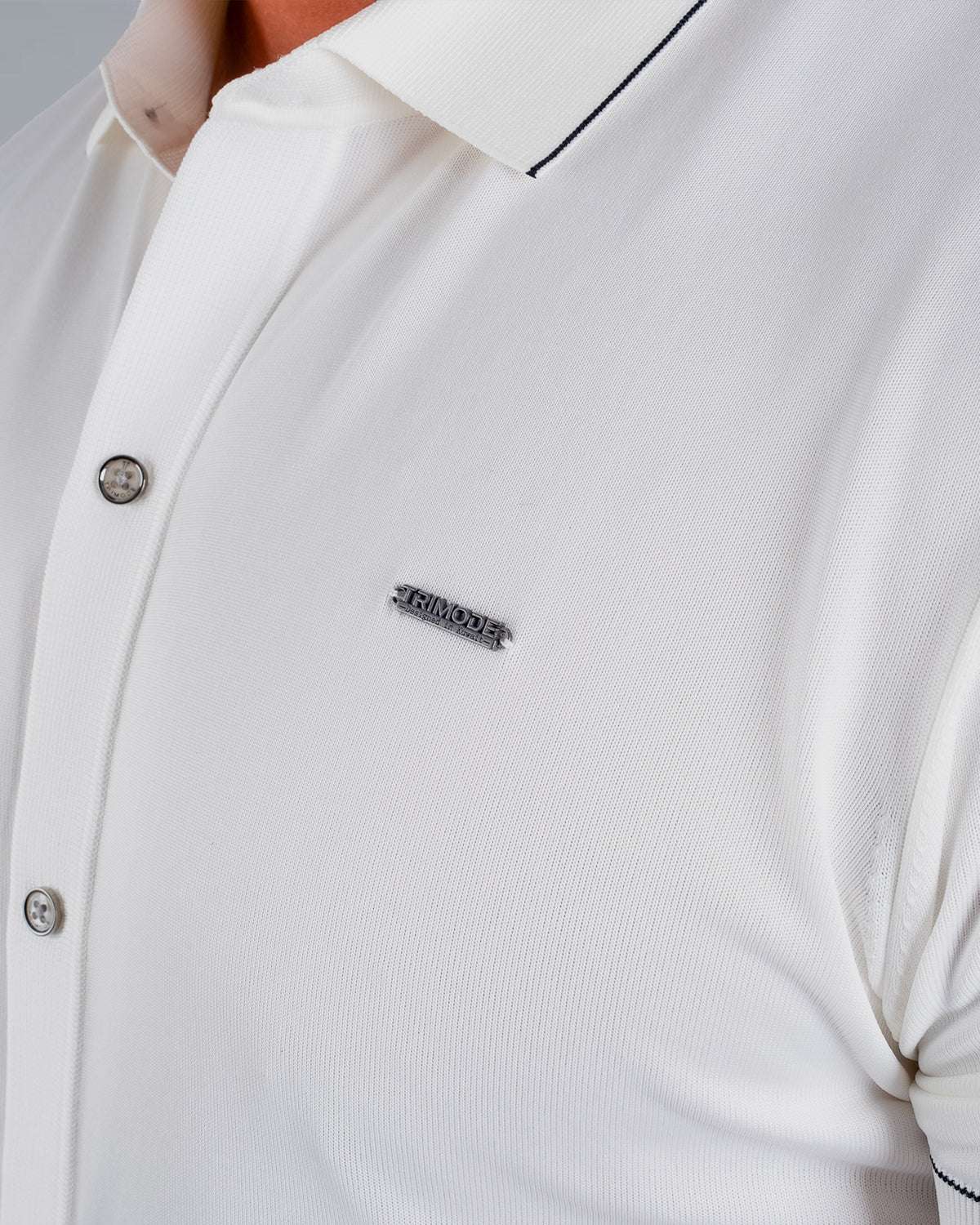 Tri-Knit Button Polo - Pearl White - S - TRIMODE