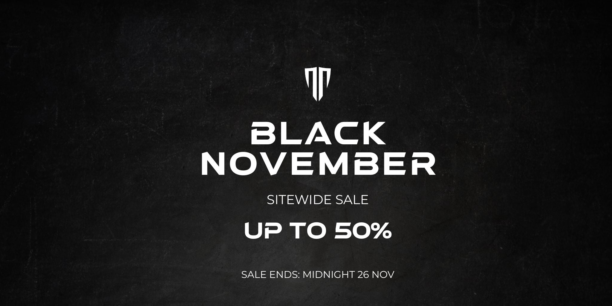 Black November sale advertisement with white text on a black background