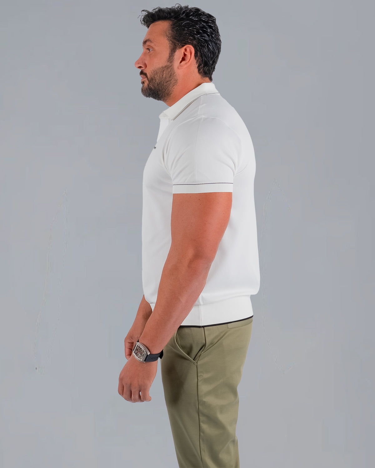 Tri-Knit Button Polo - Pearl White - S - TRIMODE