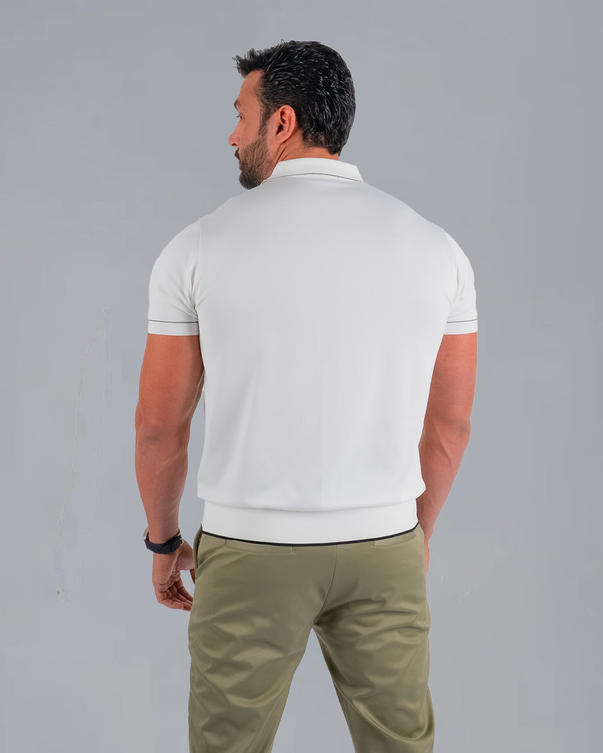 Tri-Knit Button Polo - Pearl White - S - TRIMODE